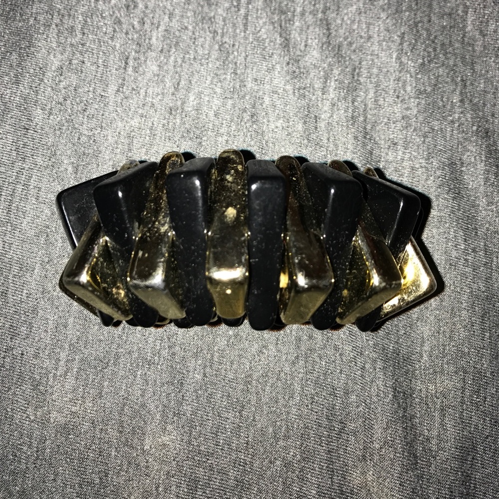 Black and Gold Stretchy Bracelet - Picture 2 of 4