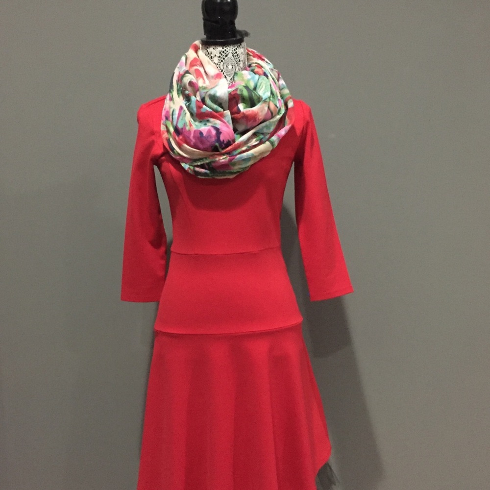 Ann Taylor Ponte Knit Fit and Flare Red Dress
