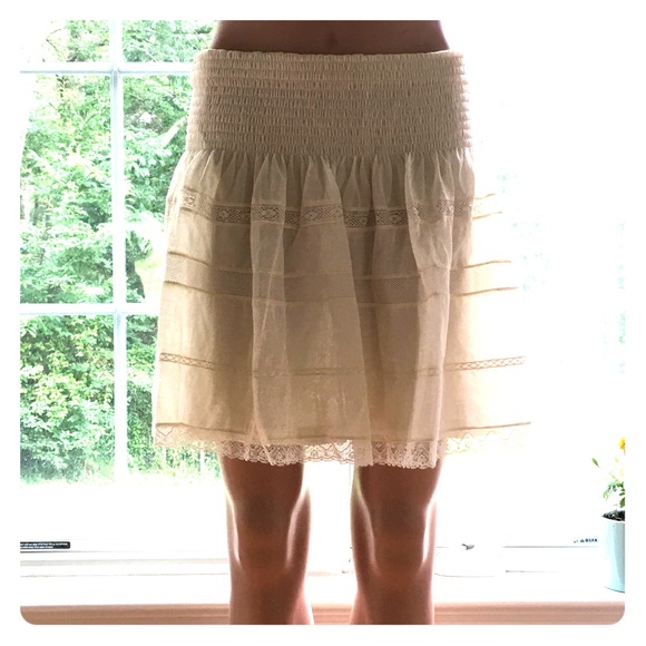 NEW POLO RALPH LAUREN cream lacy mini skirt 8 29 M - Picture 2 of 6