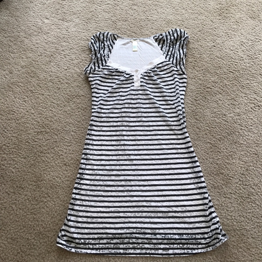 Striped black and white dress with sheer design