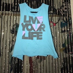 American Eagle Blue Saying Crop Tank