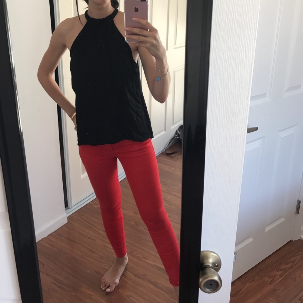 Alc black 100% viscose top with open back