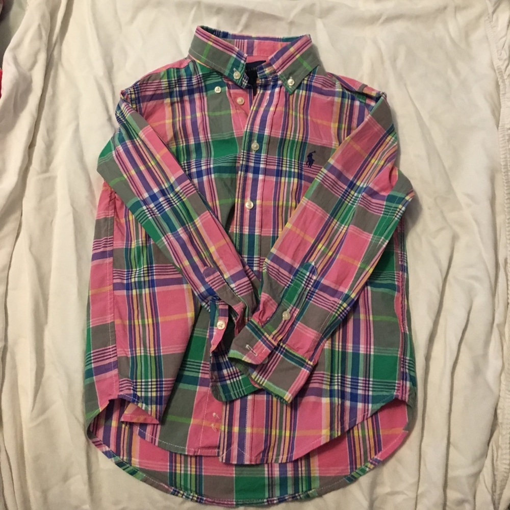 Boys well Ralph Lauren plaid button up dress shirt