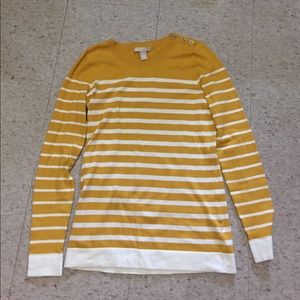 Mustard Yellow and Cream Stripe Sweater
