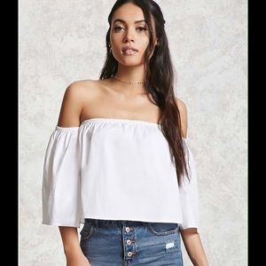 White Off-the-shoulder crop top