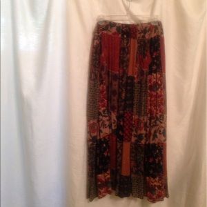 Patchwork print long skirt