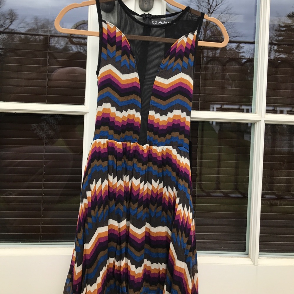 For Love and Lemons Sheer Mini Chevron Dress