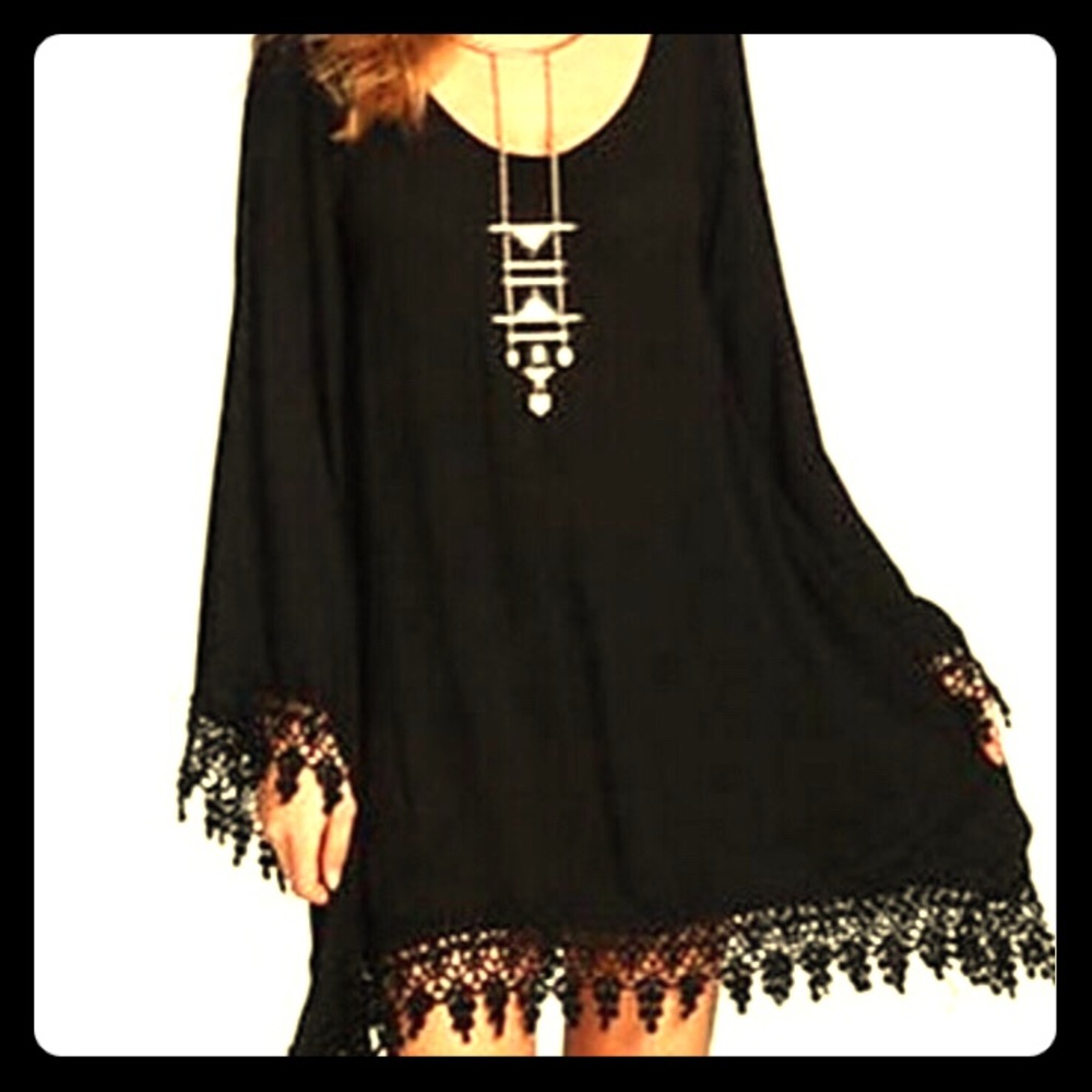 Plus sized boho black dress or coverup🖤Host pick