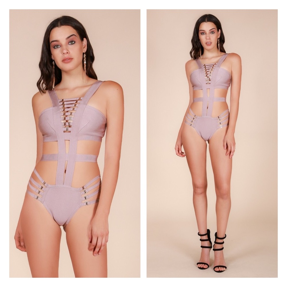 Strapped Bandage Buckle Lace Up Swimsuit