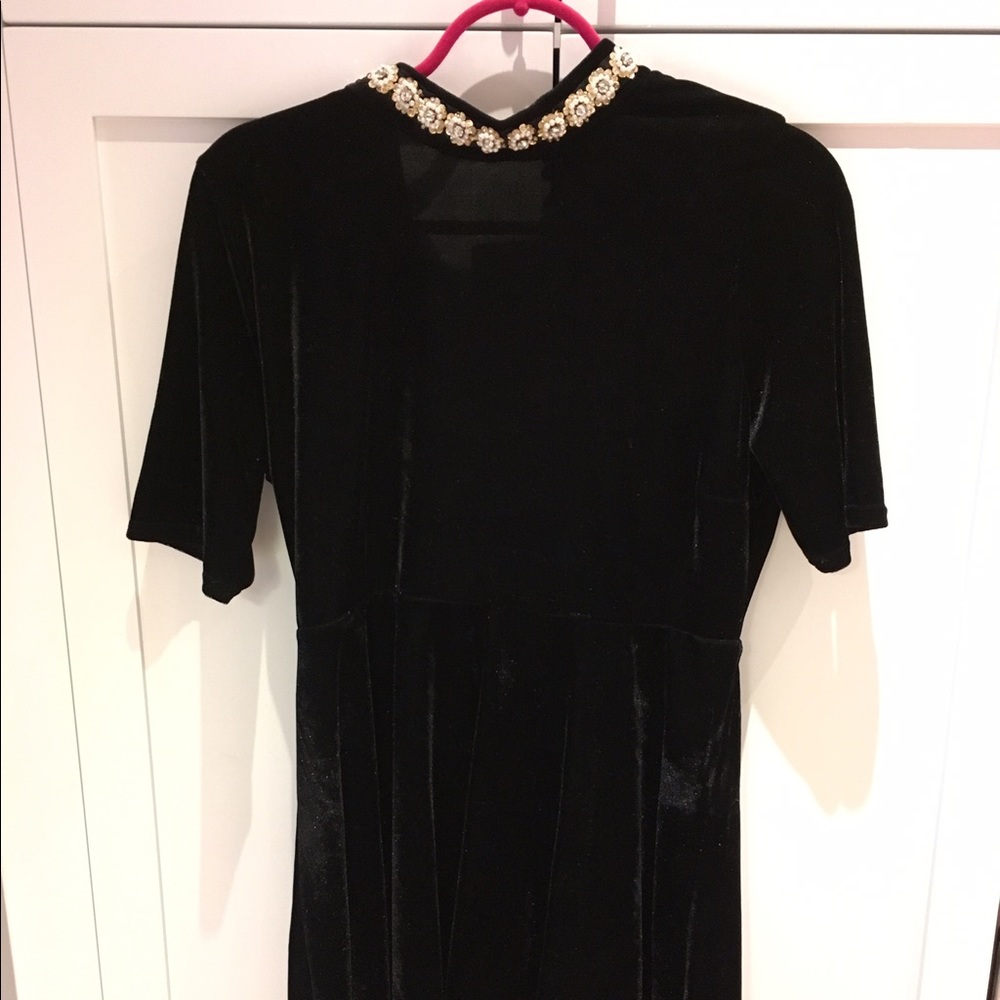 Nasty gal black velvet dress with beading
