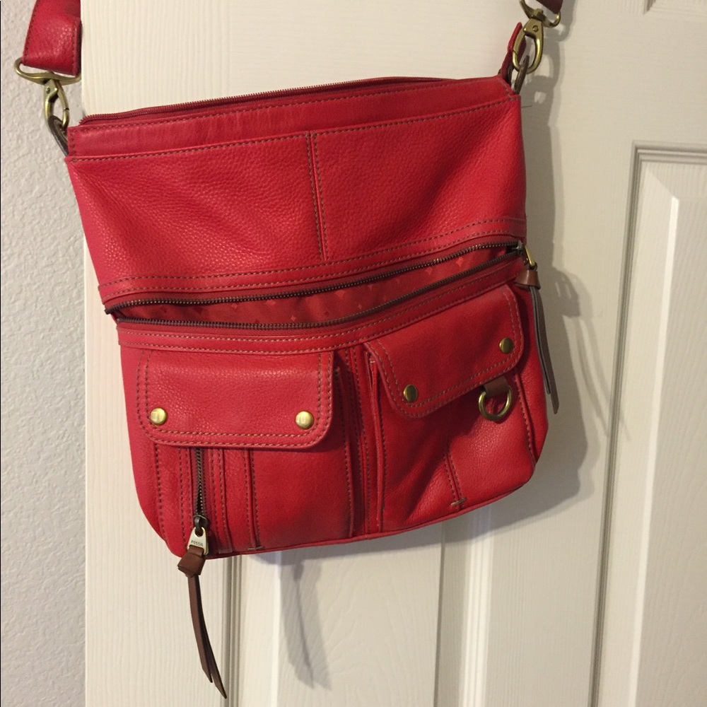 Red Fossil Crossbody