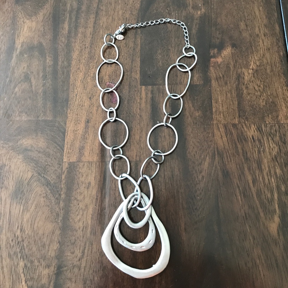 Silver necklace with layered pendant