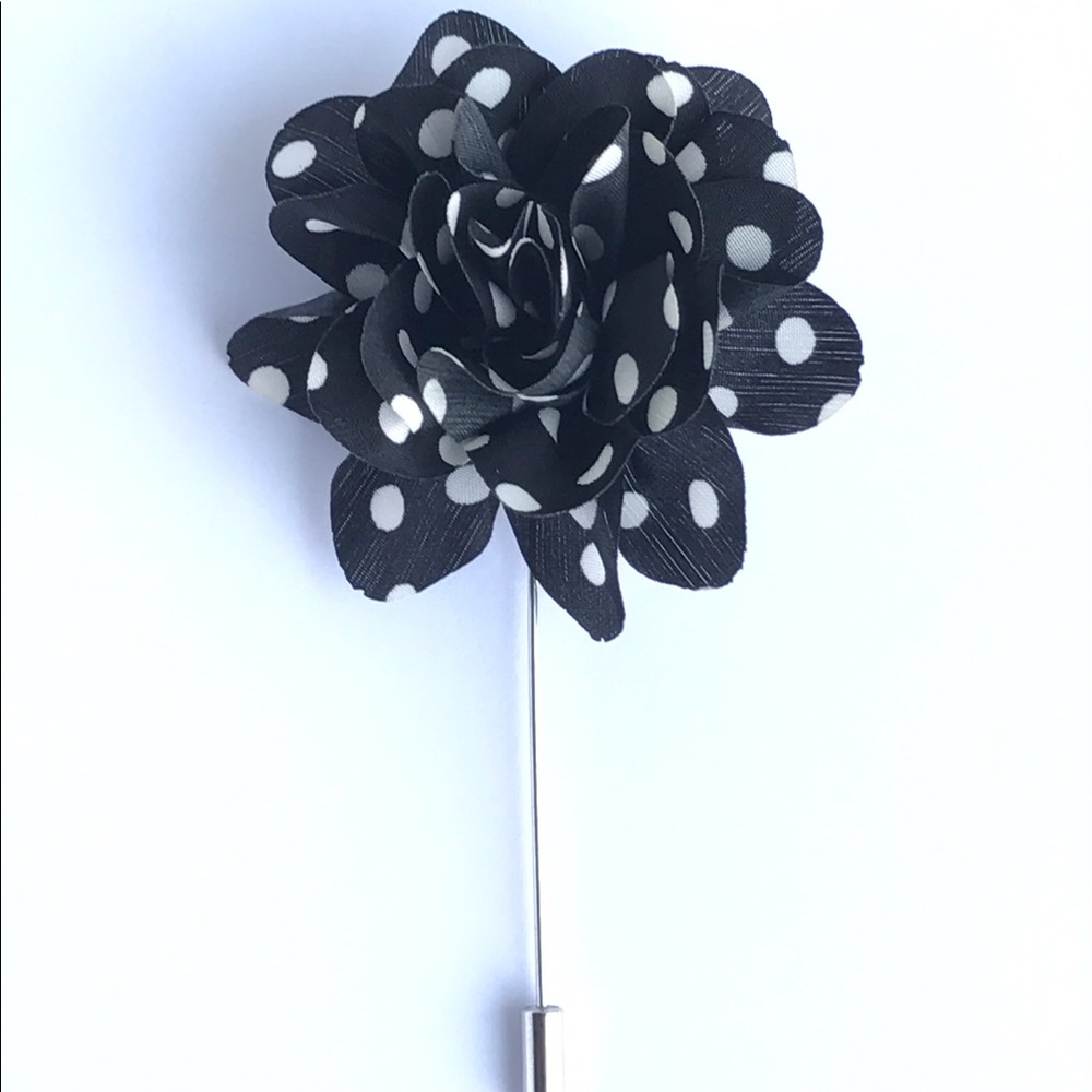 Black White Polka Daffodil Flower Lapel Pin