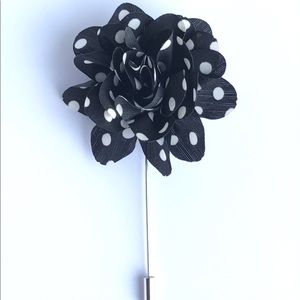 Black White Polka Daffodil Flower Lapel Pin