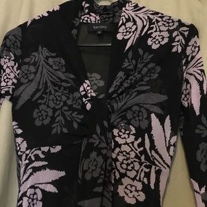 Sheer black long sleeve with light lilac floral