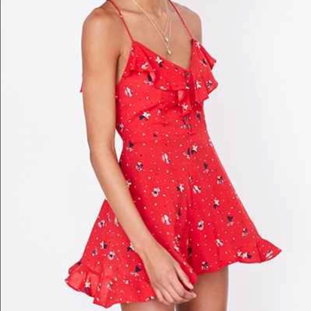 Limo hi Blue Ruffle Hem Fit + Flare Romper