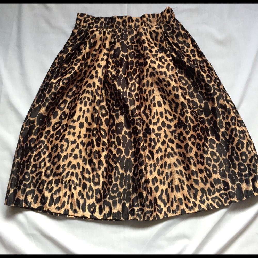 Leopard Print Elastic Waist Full Midi Skirt