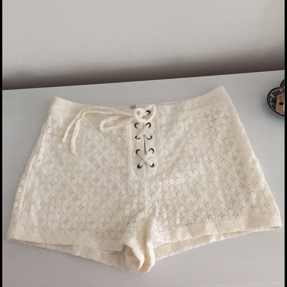 Floral Lace Lace-Up Shorts