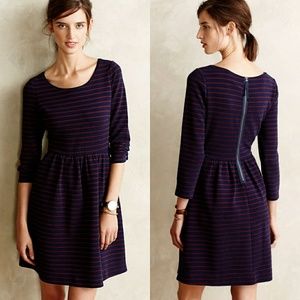 Anthropologie Maeve Brenna Stripe Pouf Dress
