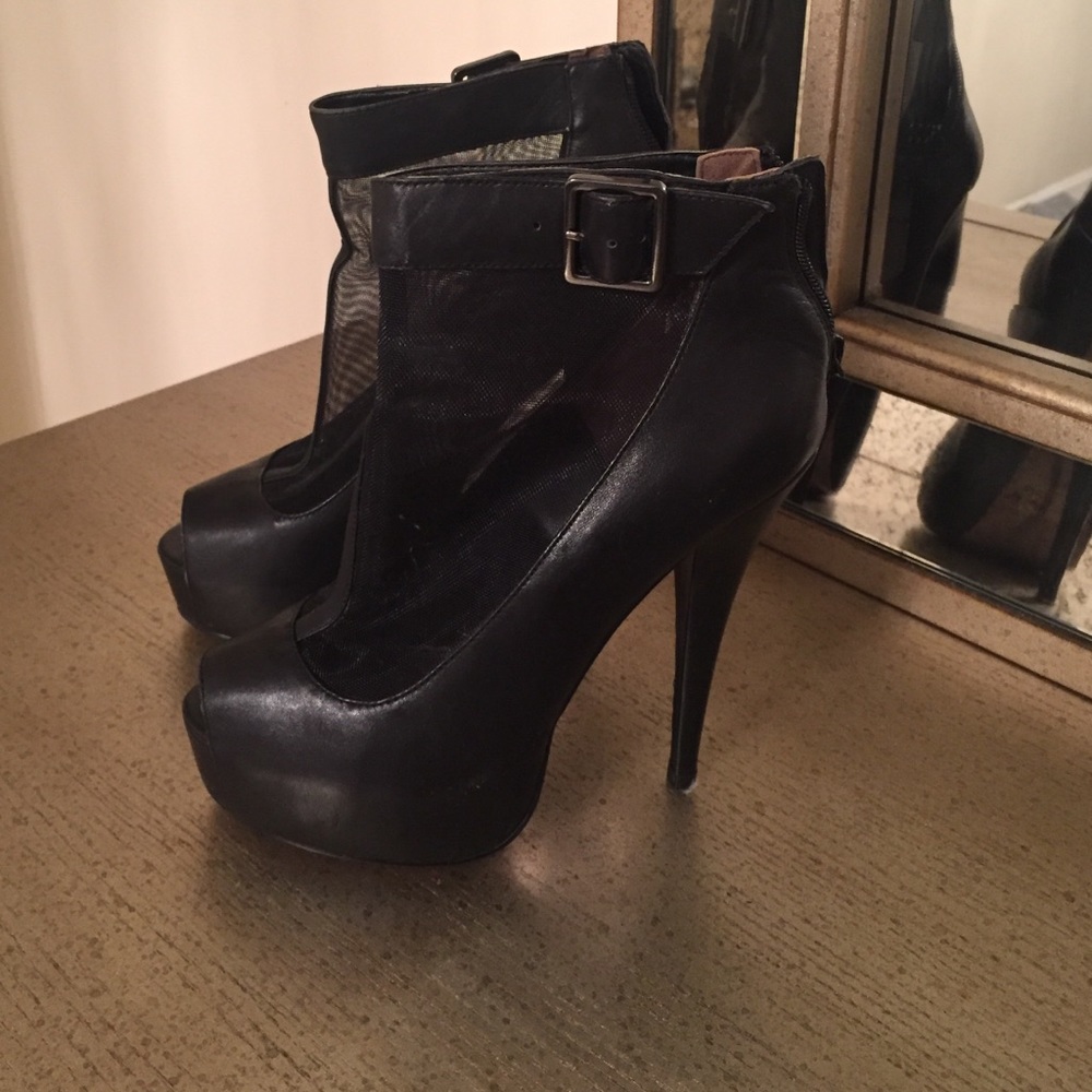 Peep toe ankle booties