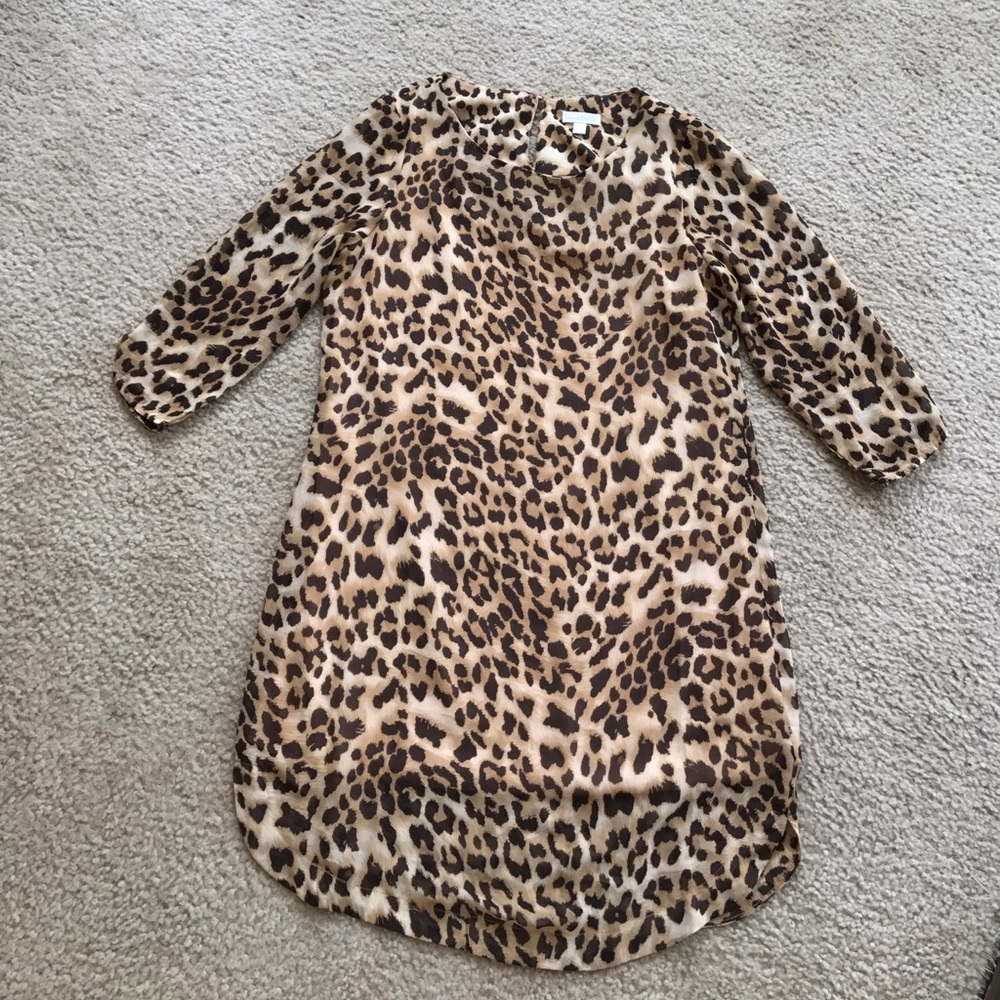 Leopard 3/4 sleeve sheer tunic/dress