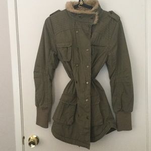 Military Bomber Faux Fur Collar Coat