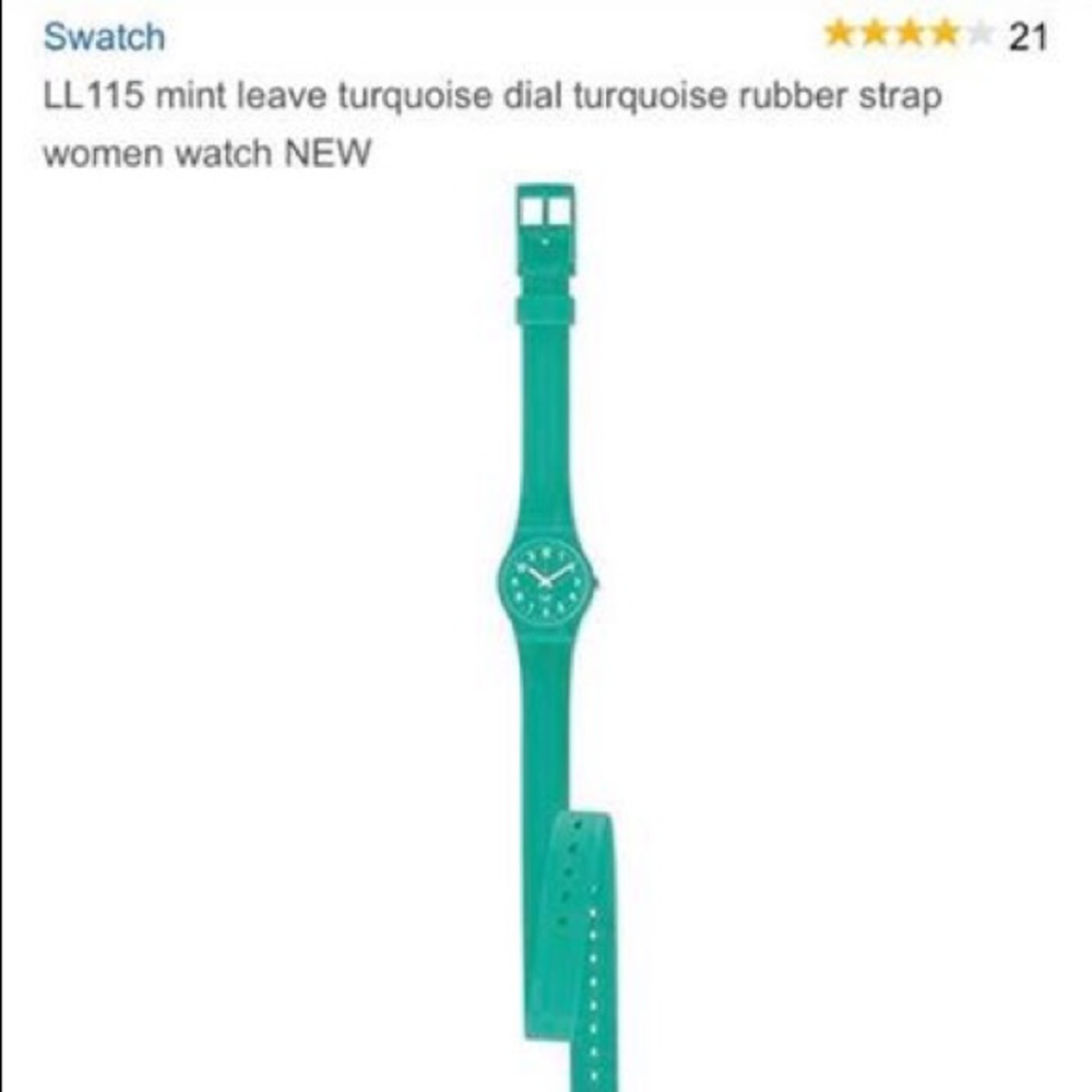 Swatch long strap watch (turquoise).
