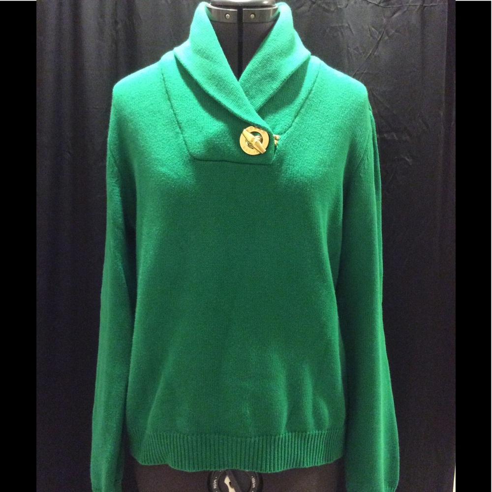 Green Ralph Lauren Sweater with Gold buckle