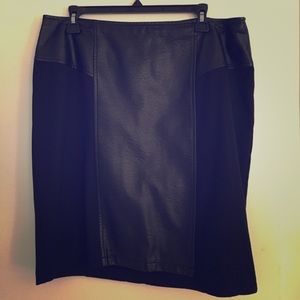 Leather Panel Pencil Skirt