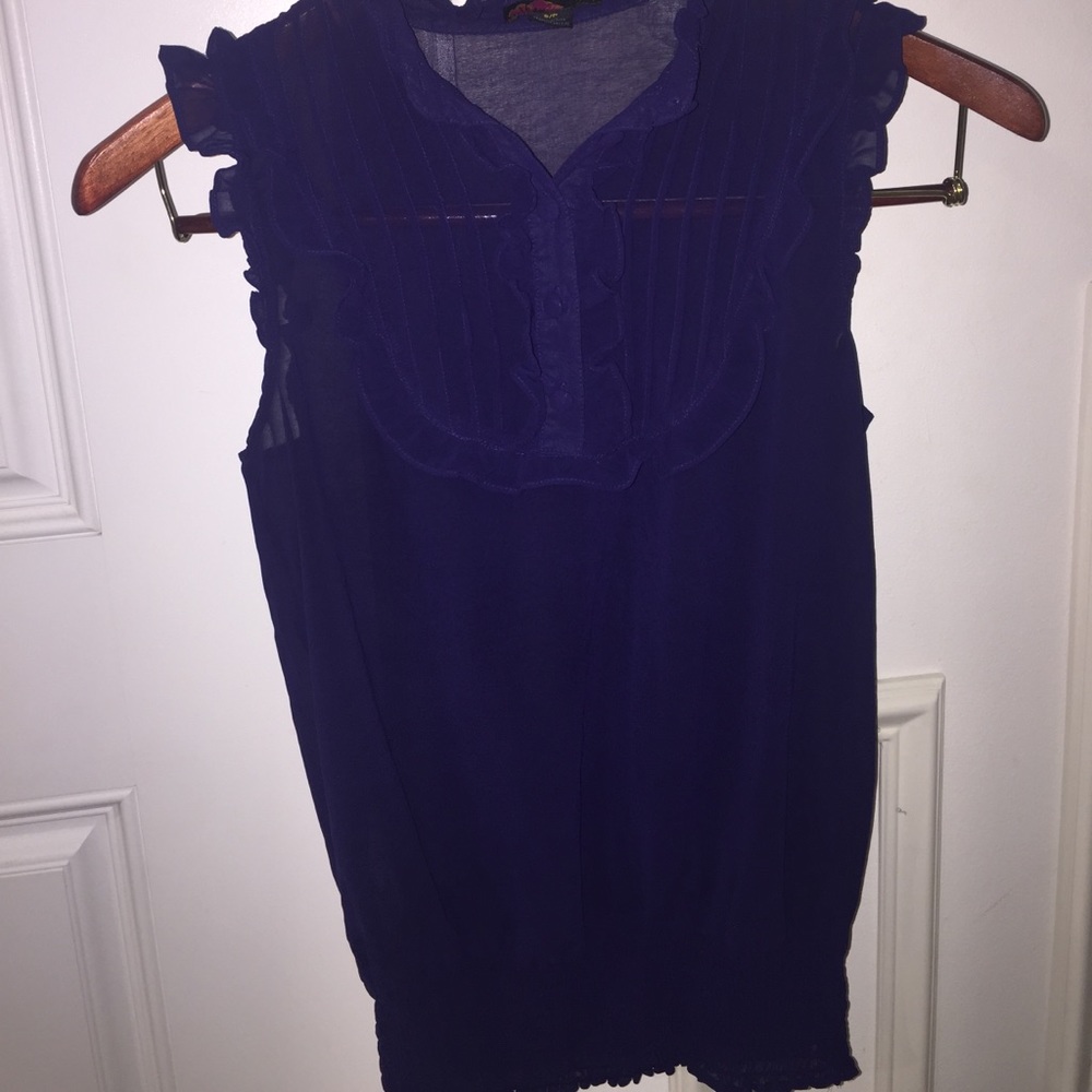 Forever 21: Royal Purple Ruffled Sheer Shirt, S
