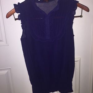 Forever 21: Royal Purple Ruffled Sheer Shirt, S