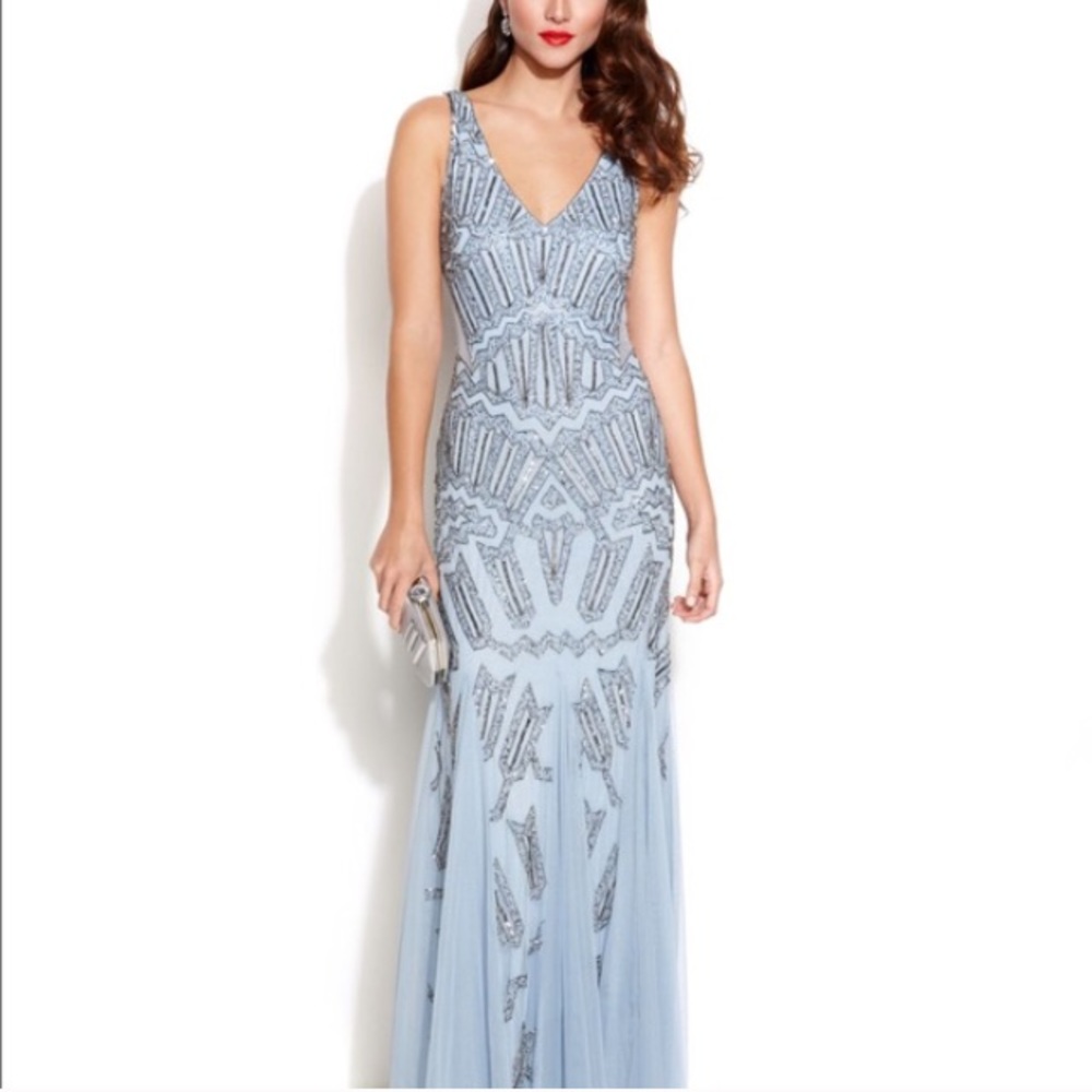 Light blue formal prom dress