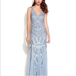 Light blue formal prom dress