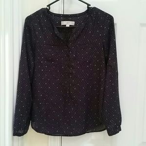 *LOFT* Semi Sheer Purple & Cream Shirt