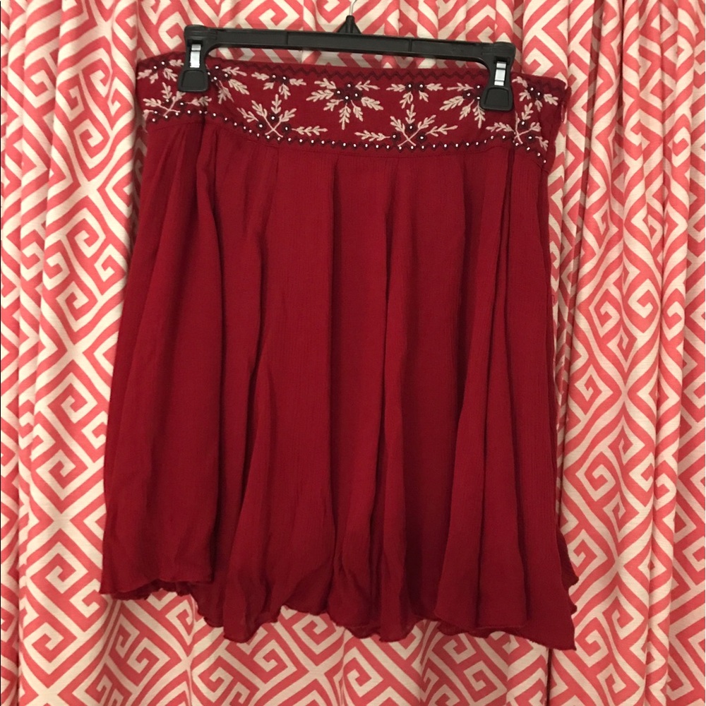 Embroidered Red Skirt