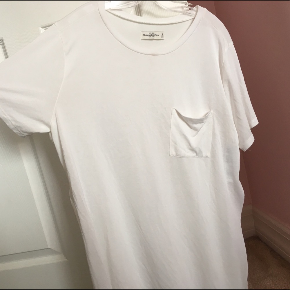 A&F White Pocket T