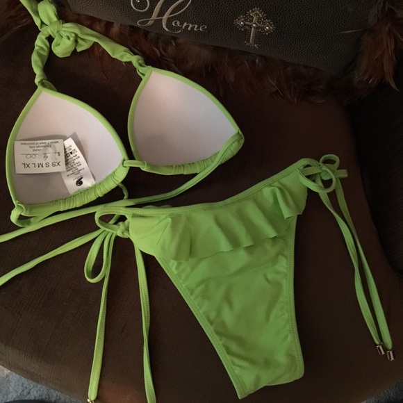Neon Green Brazilian Bikini new with tags - Picture 2 of 4