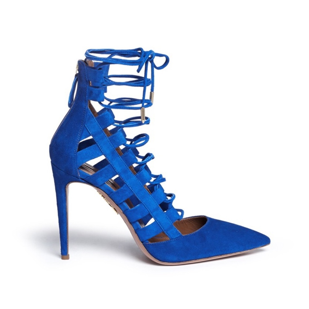AQUAZURRA Amazon caged heels - blue suede