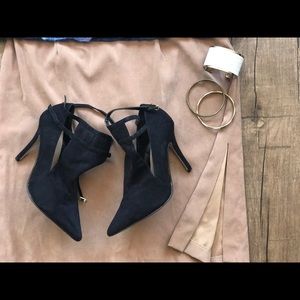 Suede bootie heels