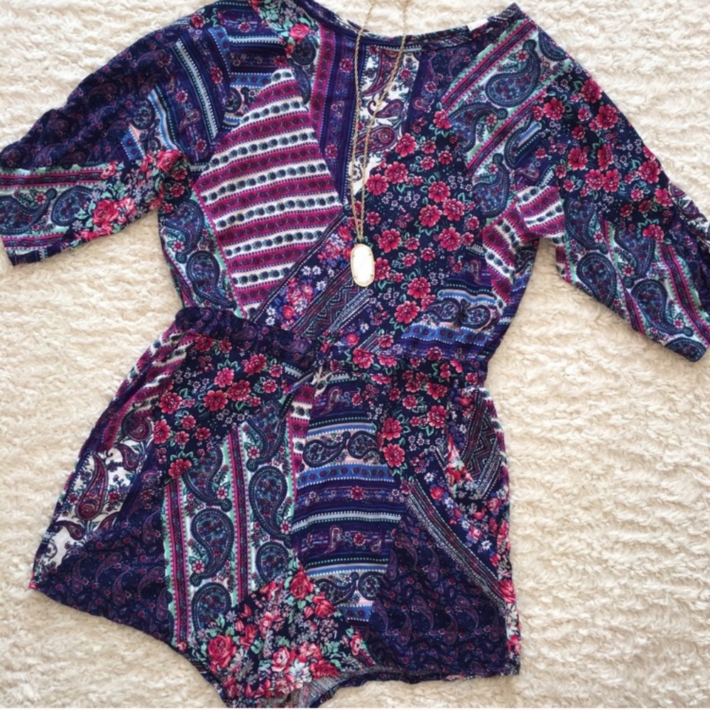 Open-back Patterned Romper