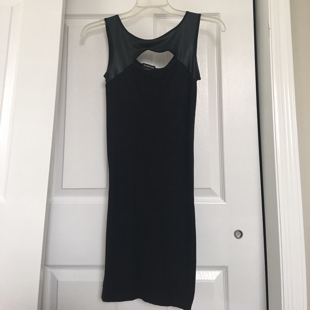 Black Bebe dress p/s leather look top