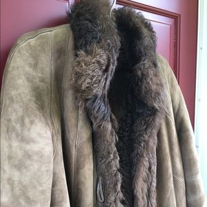 Italian suede and faux fur long coat