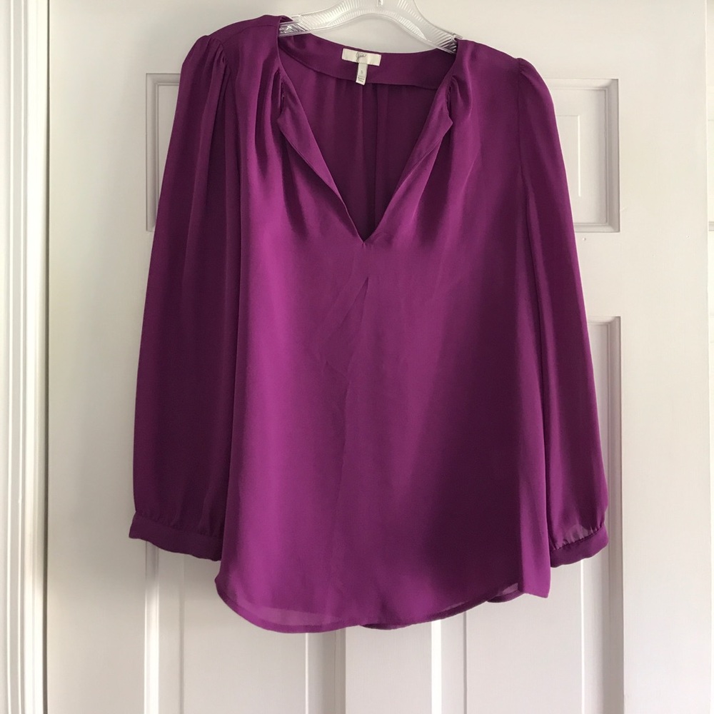 Joie Split-Neck Silk Top