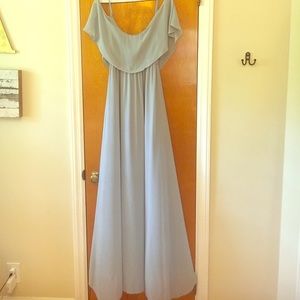 Mumu Caitlin Ruffle Maxi Dress ~ steel blue
