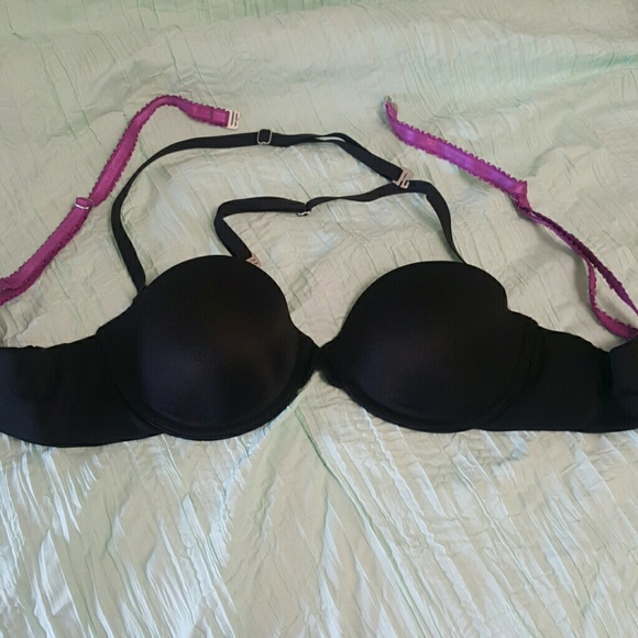 Cute black & purple adjustable straps push up bra - Picture 1 of 4