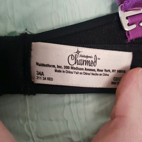 Cute black & purple adjustable straps push up bra - Picture 3 of 4