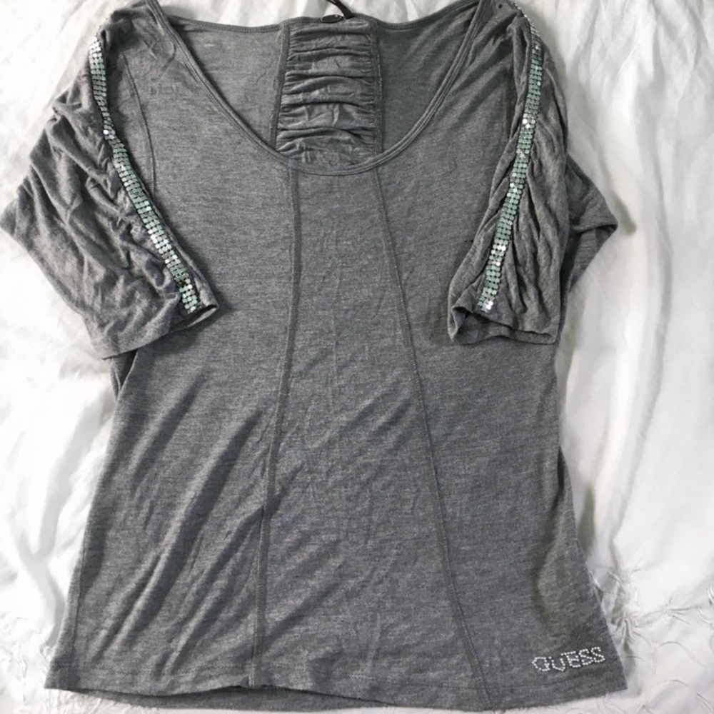 Guess Gray Embellished Top