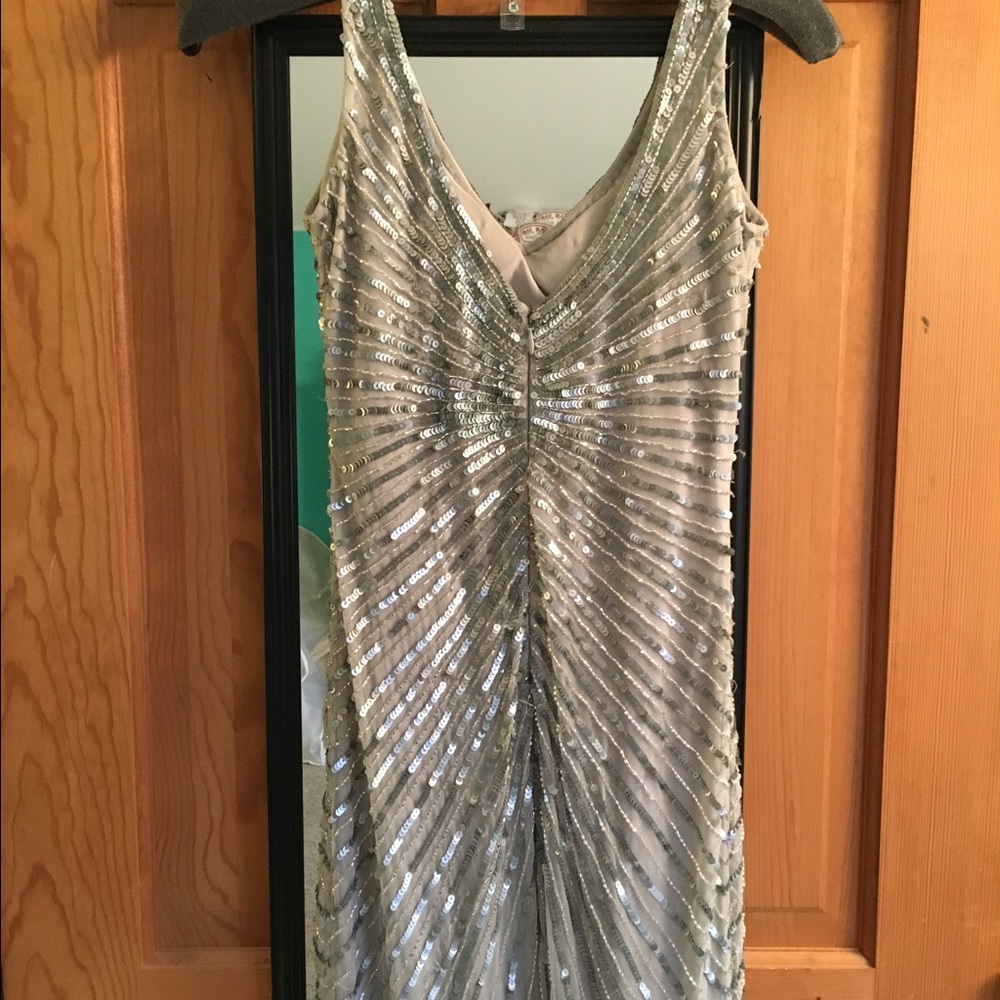 Aidan Mattox Silver Prom Gown - Picture 4 of 8