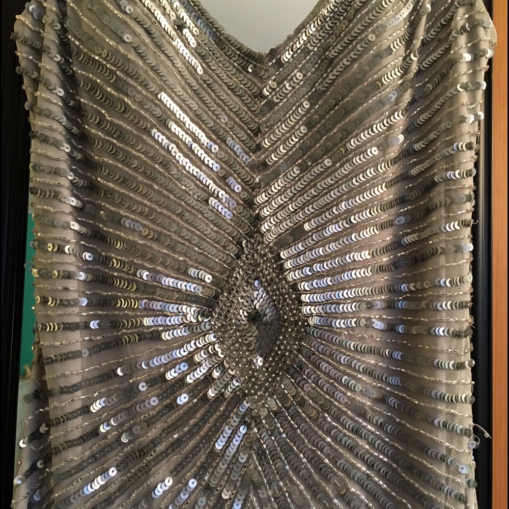 Aidan Mattox Silver Prom Gown - Picture 2 of 8