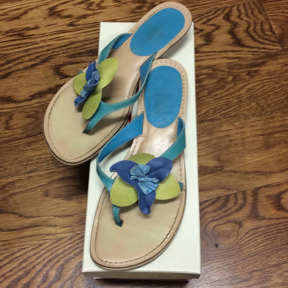 Blue Turquoise Lime Flower Embellished